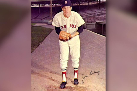 basebal card of Jim Lonborg in Red Sox uniform