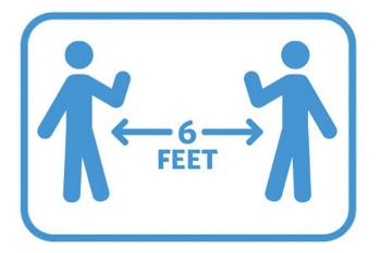 Icon of two people keeping six feet distance