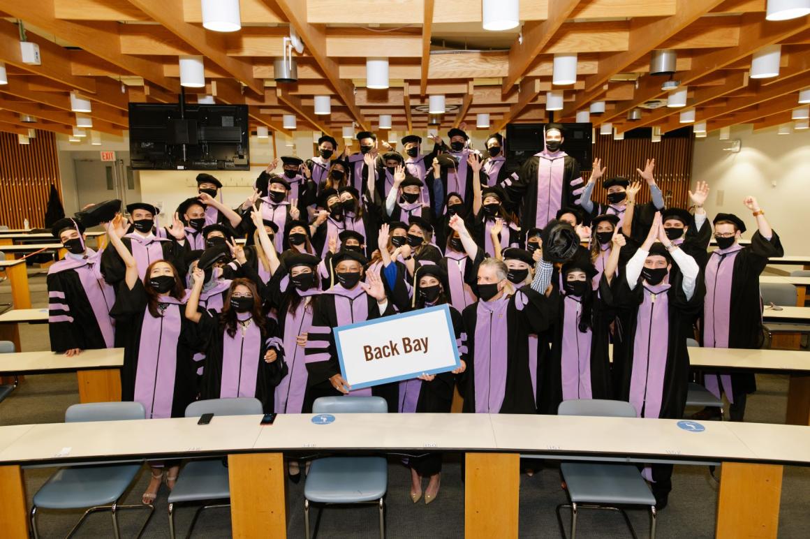 Tufts School of Dental Medicine Hooding Ceremony Commencment 2021: Back Bay group celebrating