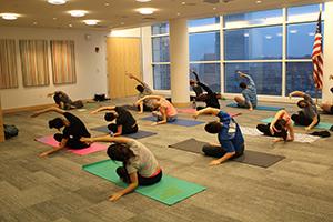 students doing yoga with Dr. Pastan