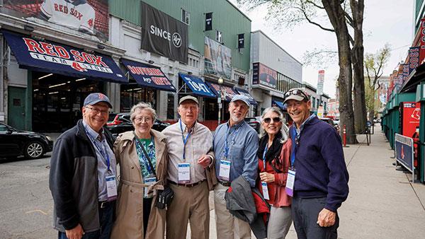 Alumni reunion group in front of Fenway Park
