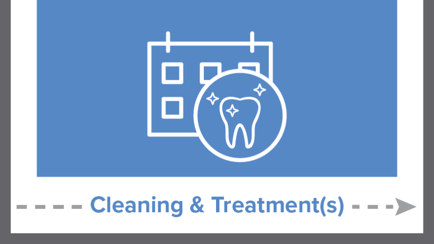 Graphic icon of sparkling tooth on calendar