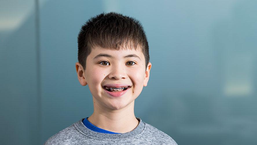 Smiling child with braces